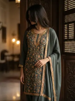 Valley Green Allover Tilla Suit Valley Green Allover Tilla Suit