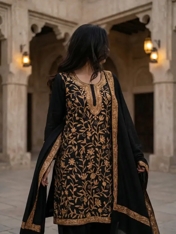 Onyx Black Allover Tilla Suit