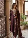 Vineyard Plum Aari Work Suit