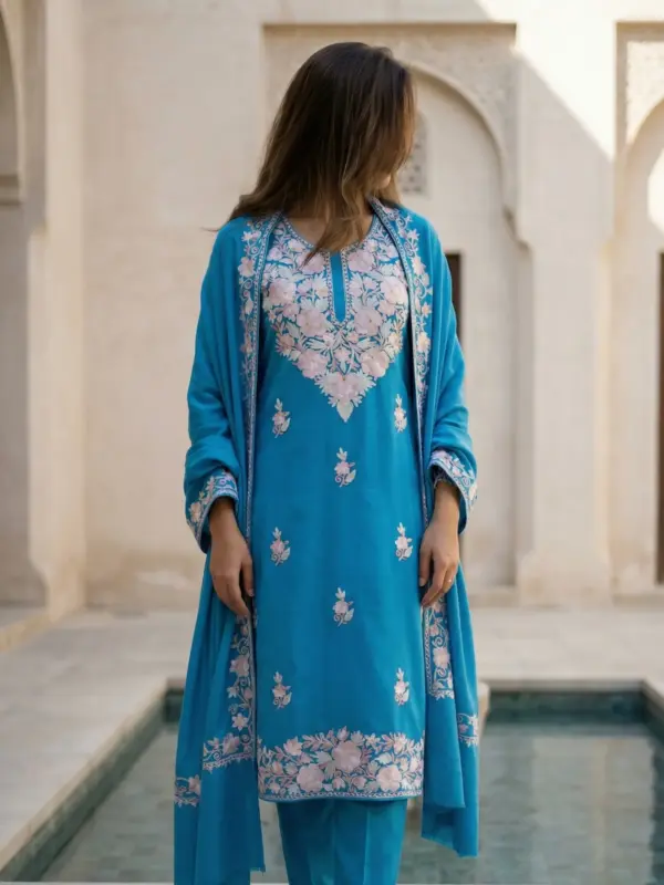 Wular Teal Aari Work Suit Wular Teal Aari Work Suit