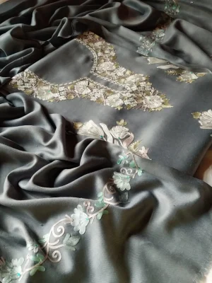 Slate Grey Aari Work Suit - alternate view