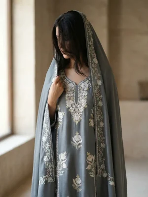 Slate Grey Aari Work Suit Slate Grey Aari Work Suit