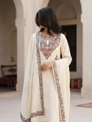 Ivory Cream Aari Work Suit