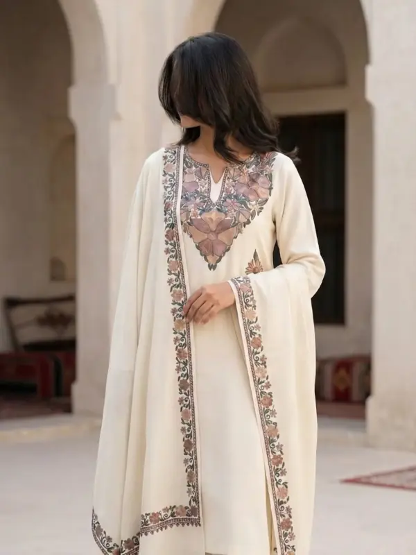 Ivory Cream Aari Work Suit Ivory Cream Aari Work Suit