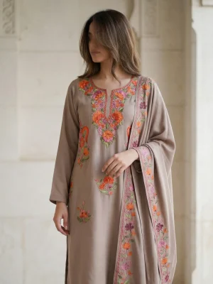 Sandstone Taupe Aari Work Suit Sandstone Taupe Aari Work Suit