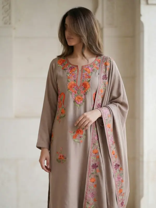 Sandstone Taupe Aari Work Suit Sandstone Taupe Aari Work Suit