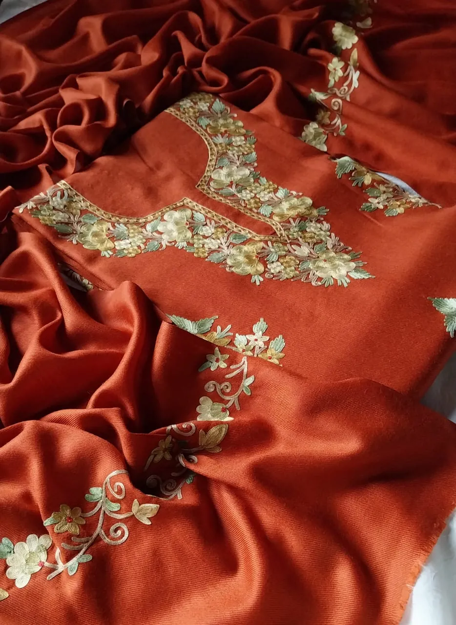 Saffron Copper Aari Work Suit