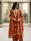 Saffron Copper Aari Work Suit