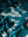 Forest Green Aari Work Suit Deep Spruce Teal Aari Work Suit