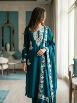 Deep Spruce Teal Aari Work Suit