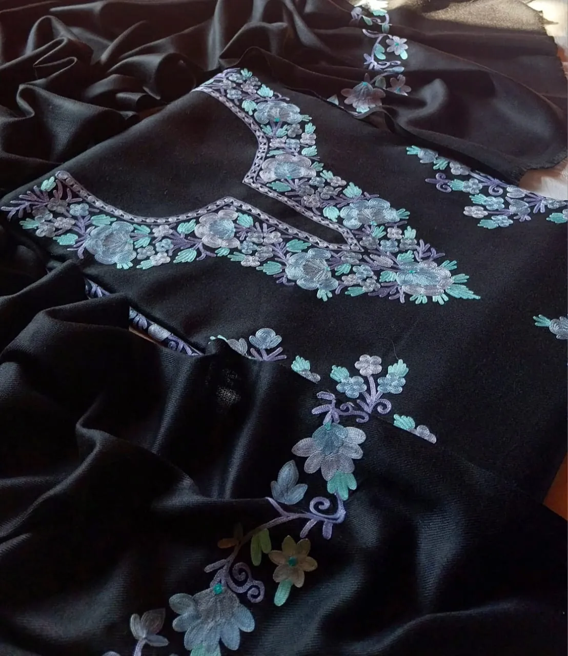 Onyx Black Aari Work Suit - alternate view