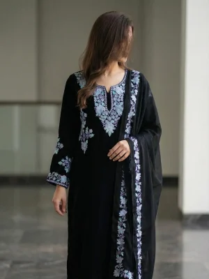 Onyx Black Aari Work Suit