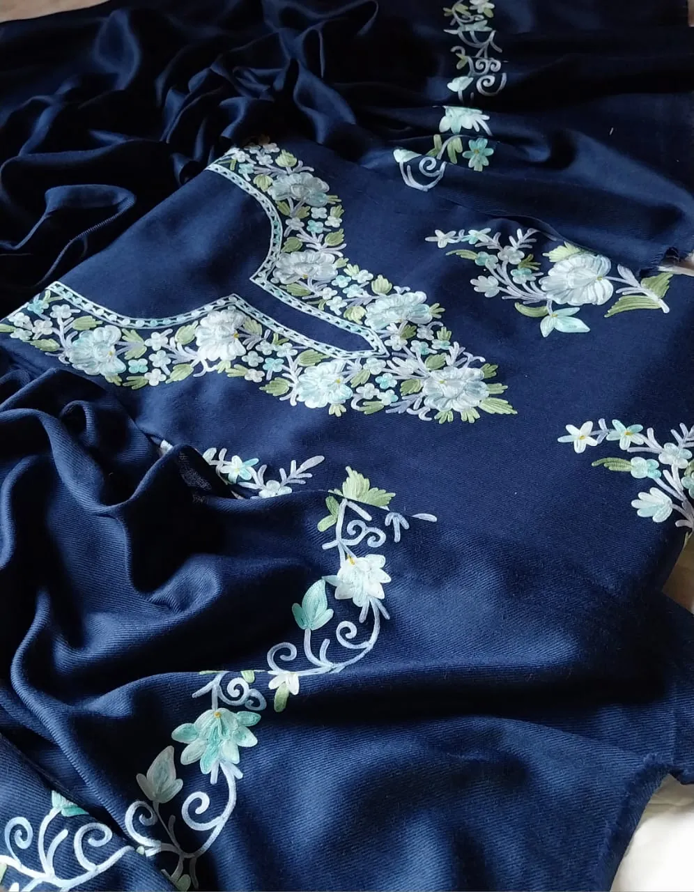 Royal Navy Blue Aari Work Suit - alternate view