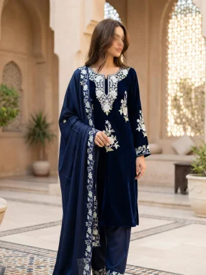 Royal Navy Blue Aari Work Suit