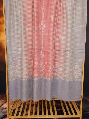 Ekat Grey & Red Sozni Motifs Embroidered Pashmina Shawl - alternate view