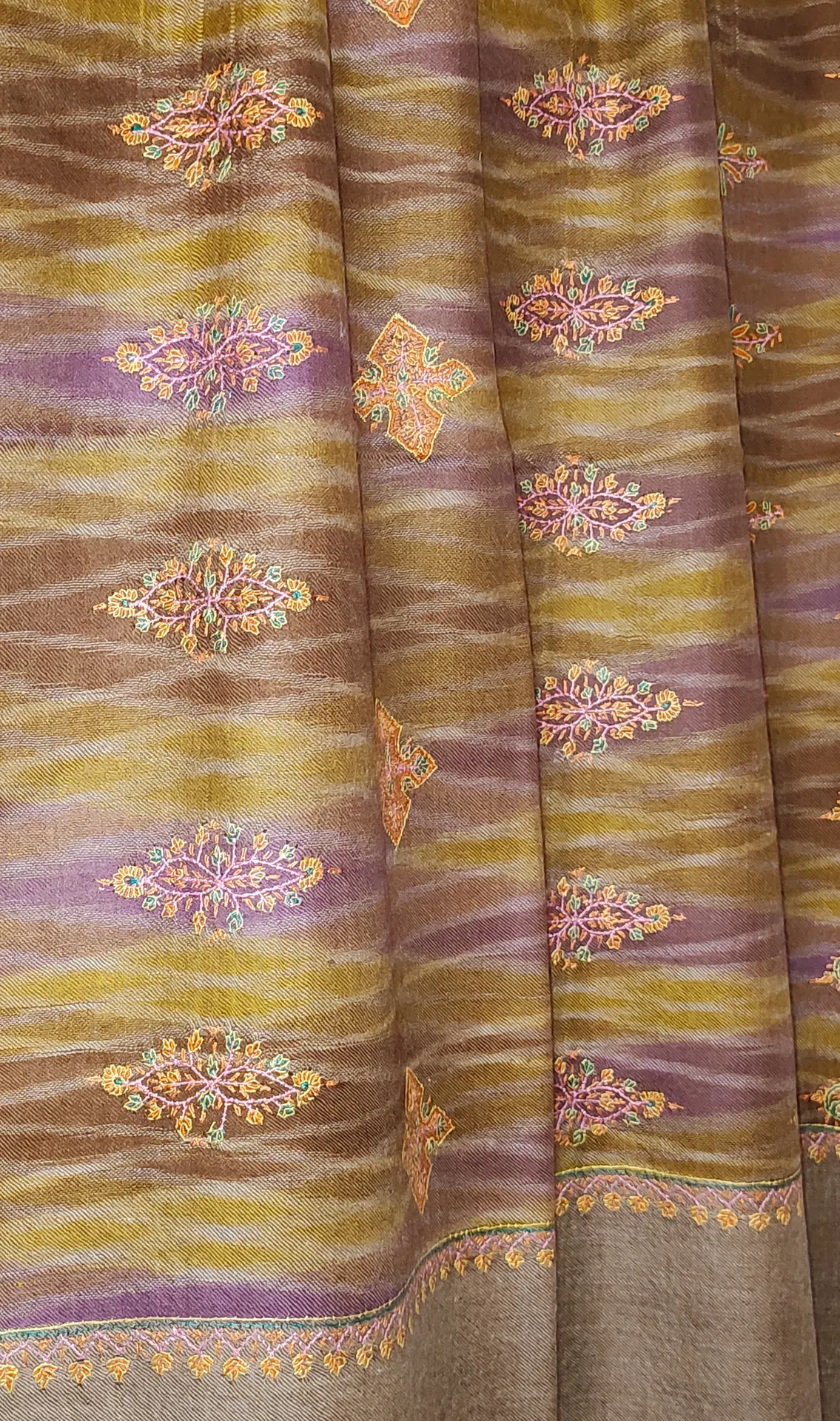 TOK003 (1) Ekat Multicolour Sozni Motifs Pashmina Shawl