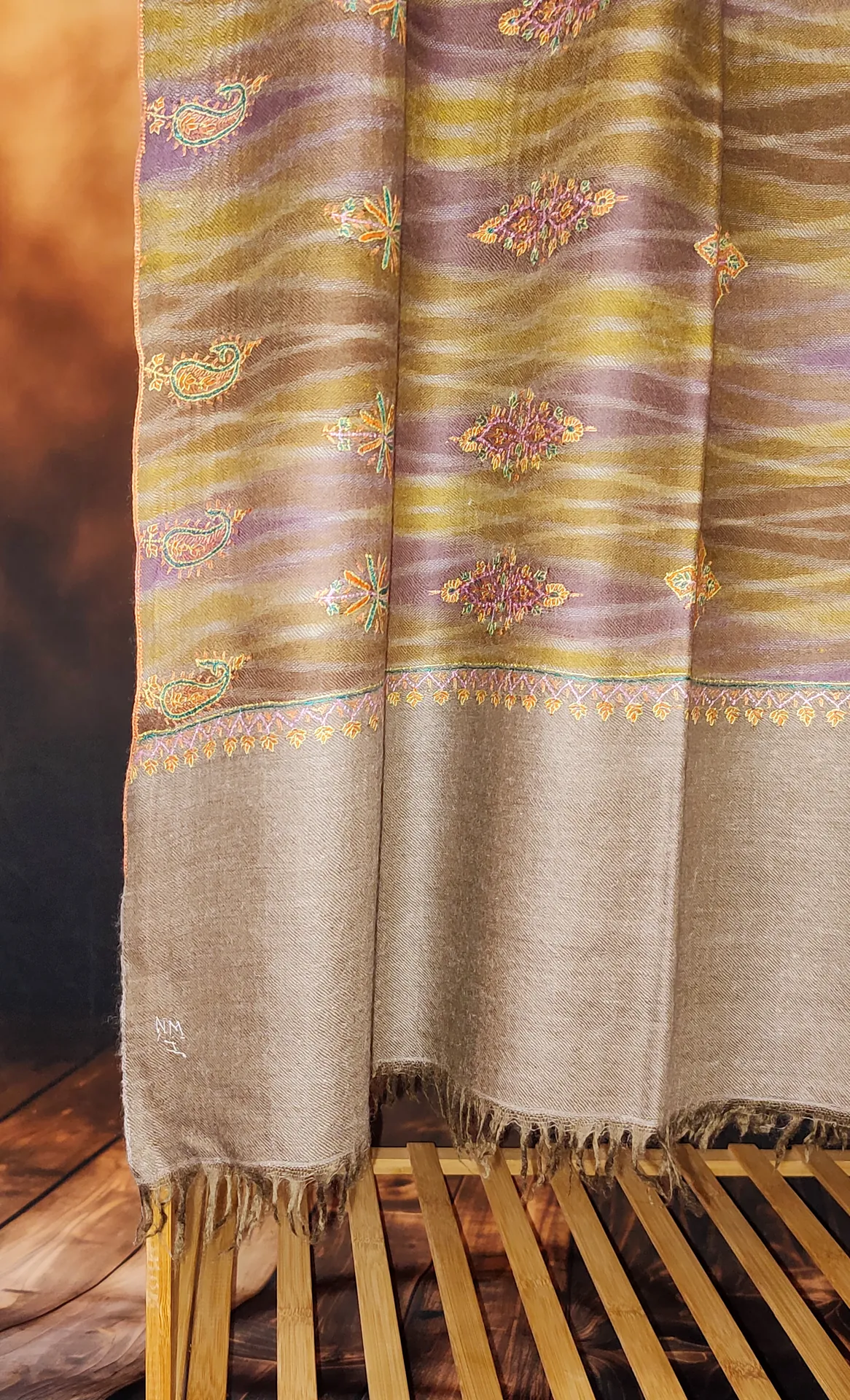 TOK003 (4) Ekat Multicolour Sozni Motifs Pashmina Shawl