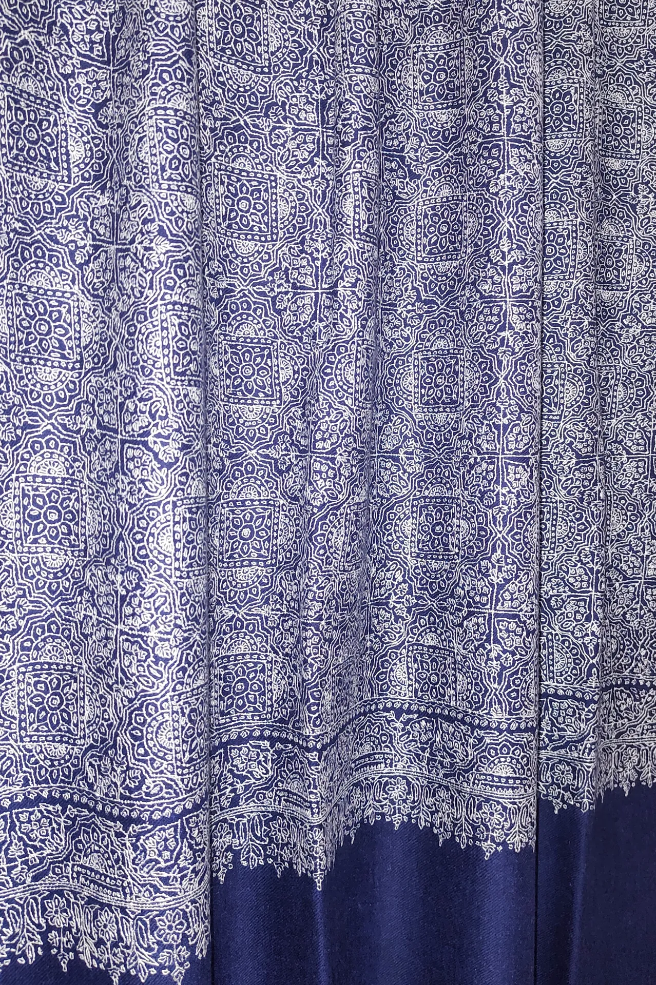 TOK006 (1) Blue Jamawar Sozni Embroidered Pashmina Shawl