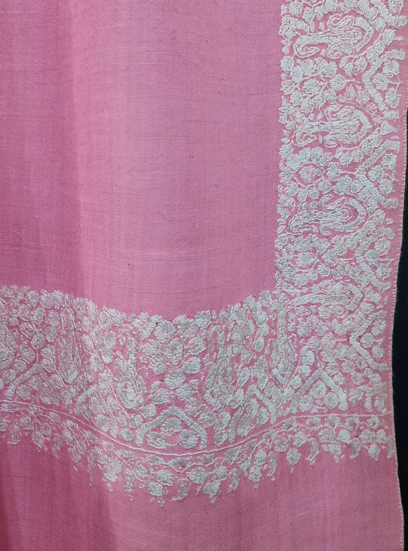 Baby Pink Dordar Sozni Embroidered Pashmina Shawl