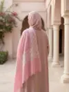 Baby Pink Dordar Sozni Embroidered Pashmina Shawl