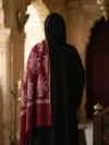 TOK013 (5) Maroon Jamawar Sozni Embroidered Pashmina Shawl