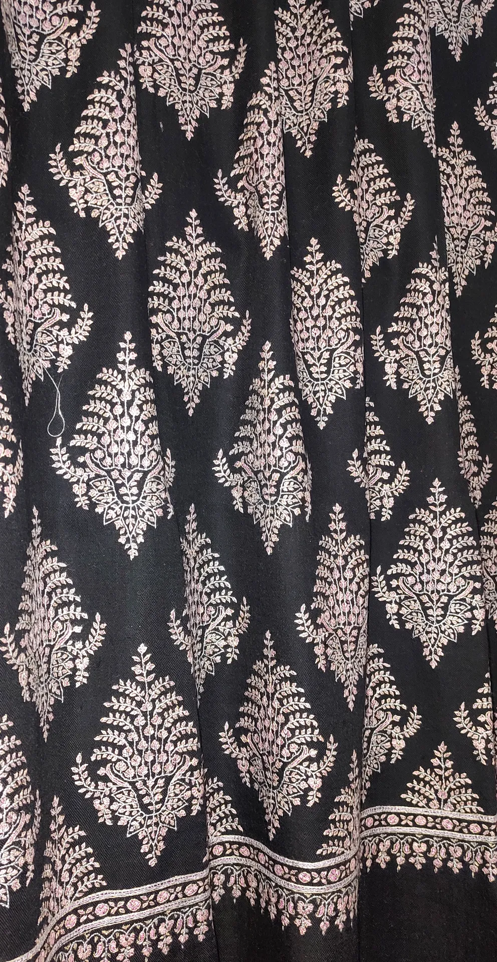 TOK014 (1) Black Jamawar Sozni Embroidered Pashmina Shawl