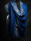 TOK016 (1) Blue Antique Dordar Sozni Embroidered Pashmina Shawl