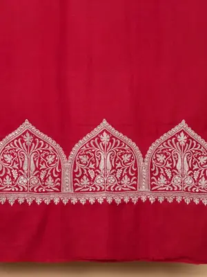 Red Palladar Tilla Embroidered Pashmina Shawl - alternate view