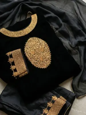 Midnight Black Velvet Tilla Suit - alternate view