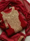Chinar Red Medallion Tilla Suit