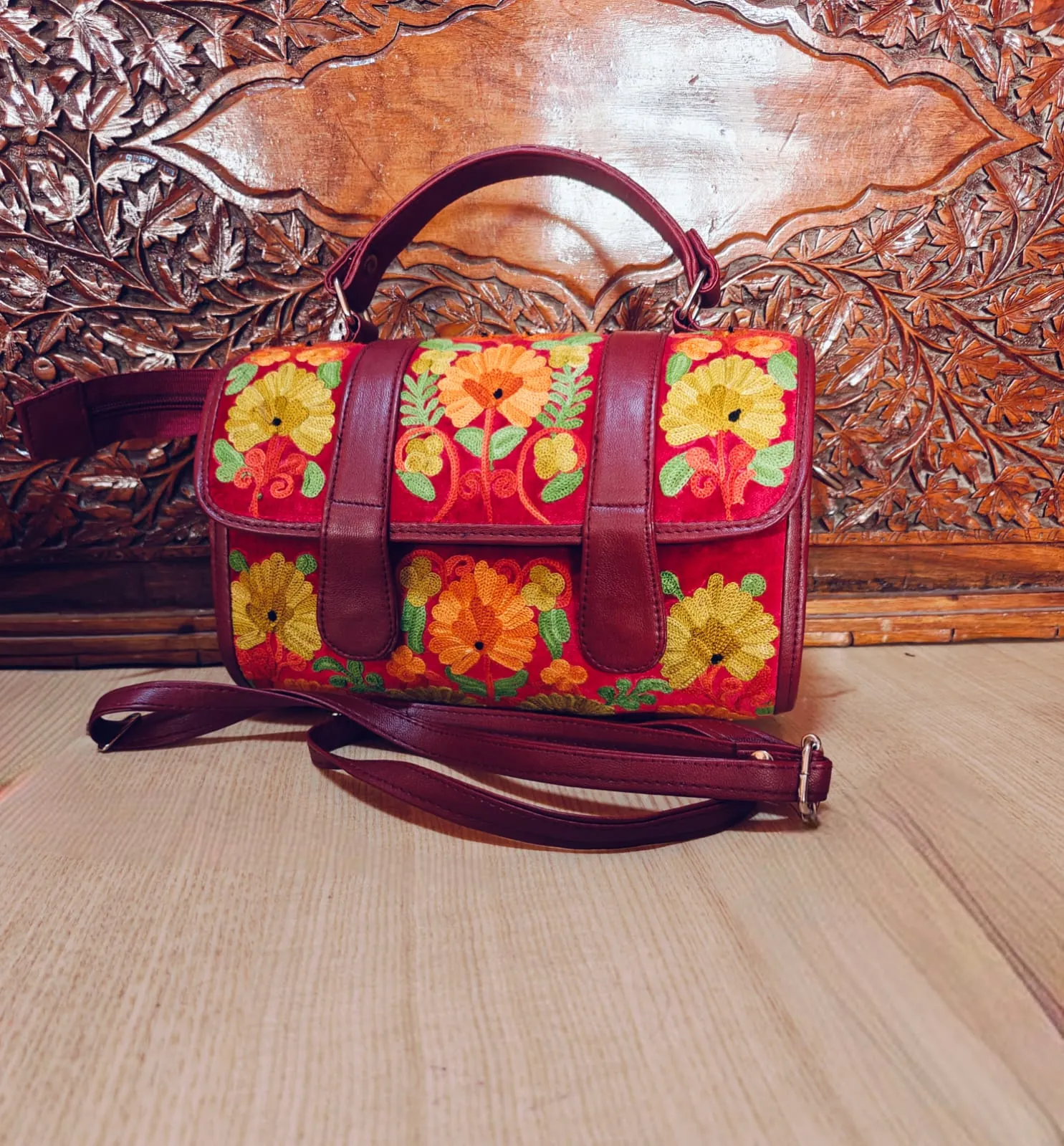Berry Ruby Floral Flap Dolkie Handbag