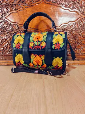 Midnight Navy Sun-Kissed Flap Dholki Handbag - alternate view