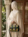 Forest Green & Golden Floral Flap Dholki Handbag