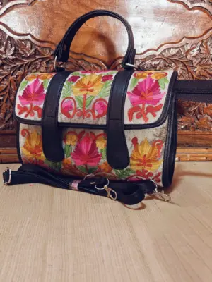 Ivory Floral Dholki Handbag - alternate view
