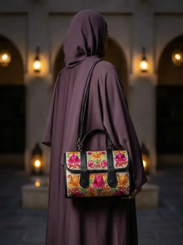 Ivory Floral Dholki Handbag