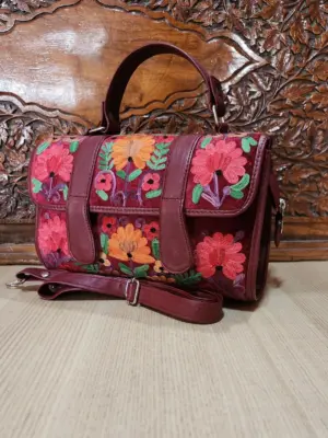 Maroon Floral Dholki Handbag - alternate view