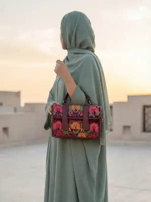 Maroon Floral Dholki Handbag Maroon Floral Dholki Handbag