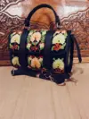 Black Floral Dholki Handbag