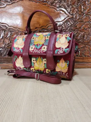 Maroon Floral Dholki Handbag - alternate view