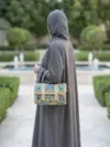 Cream & Blue Floral Dholki Handbag Cream & Blue Floral Dholki Handbag