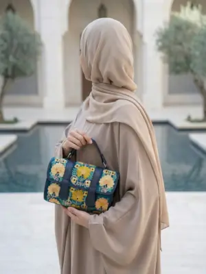 Teal Floral Dholki Handbag