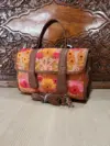 Brown & Orange Floral Dholki Handbag