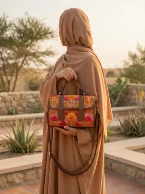 Brown & Orange Floral Dholki Handbag Brown & Orange Floral Dholki Handbag