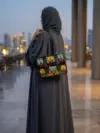 Black Floral Dholki Handbag Black Floral Dholki Handbag
