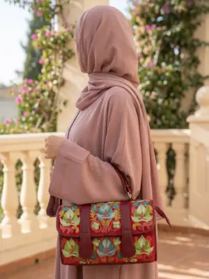 Red Floral Dholki Handbag Red Floral Dholki Handbag