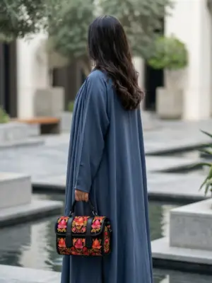 Black Floral Dholki Handbag Black Floral Dholki Handbag